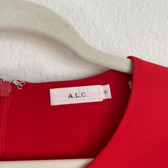 ALC Red Long Sleeve Peplum Ruffle Hem Top - Picture 8 of 11